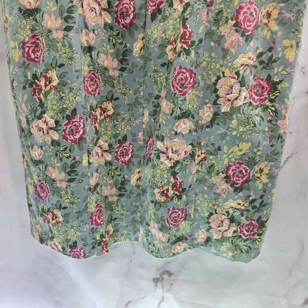 Laura Ashley Dress Womens 6 Small Floral Blue Pink Sheath Tank Scalloped Garden - Picture 8 of 14